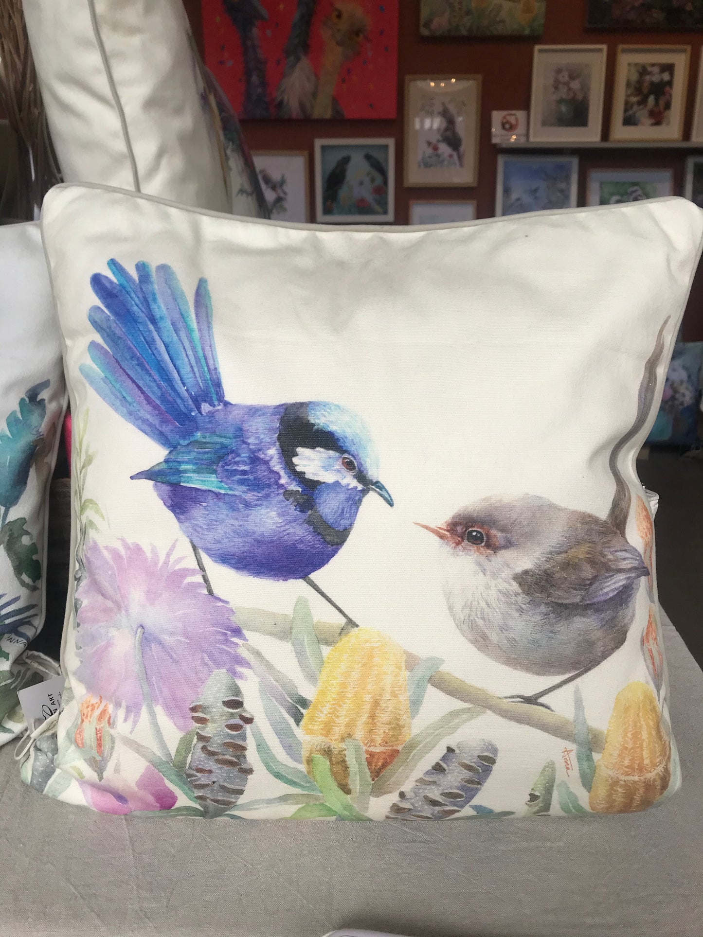 Blue wren Cushion cover