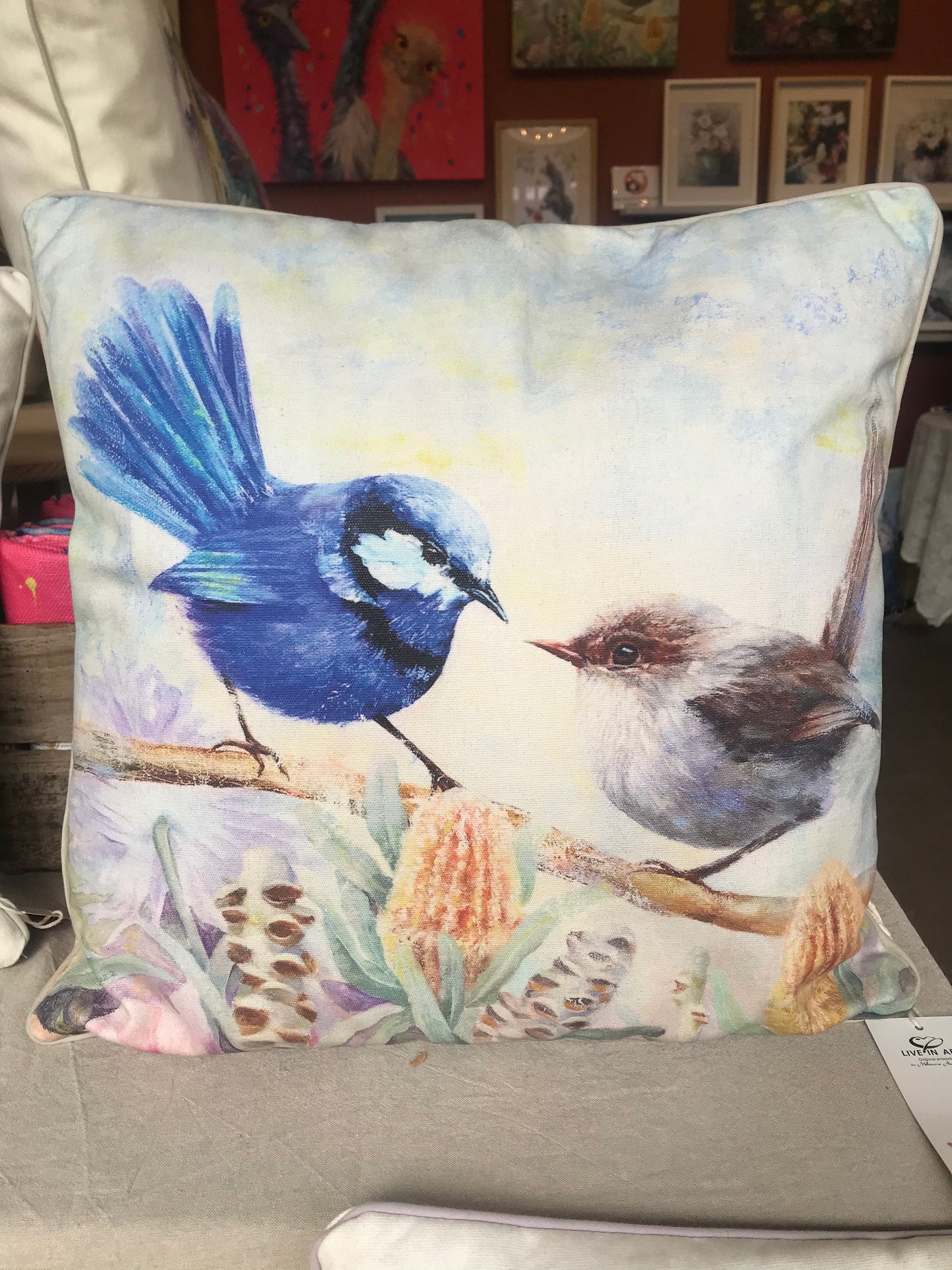 Blue wren Cushion cover