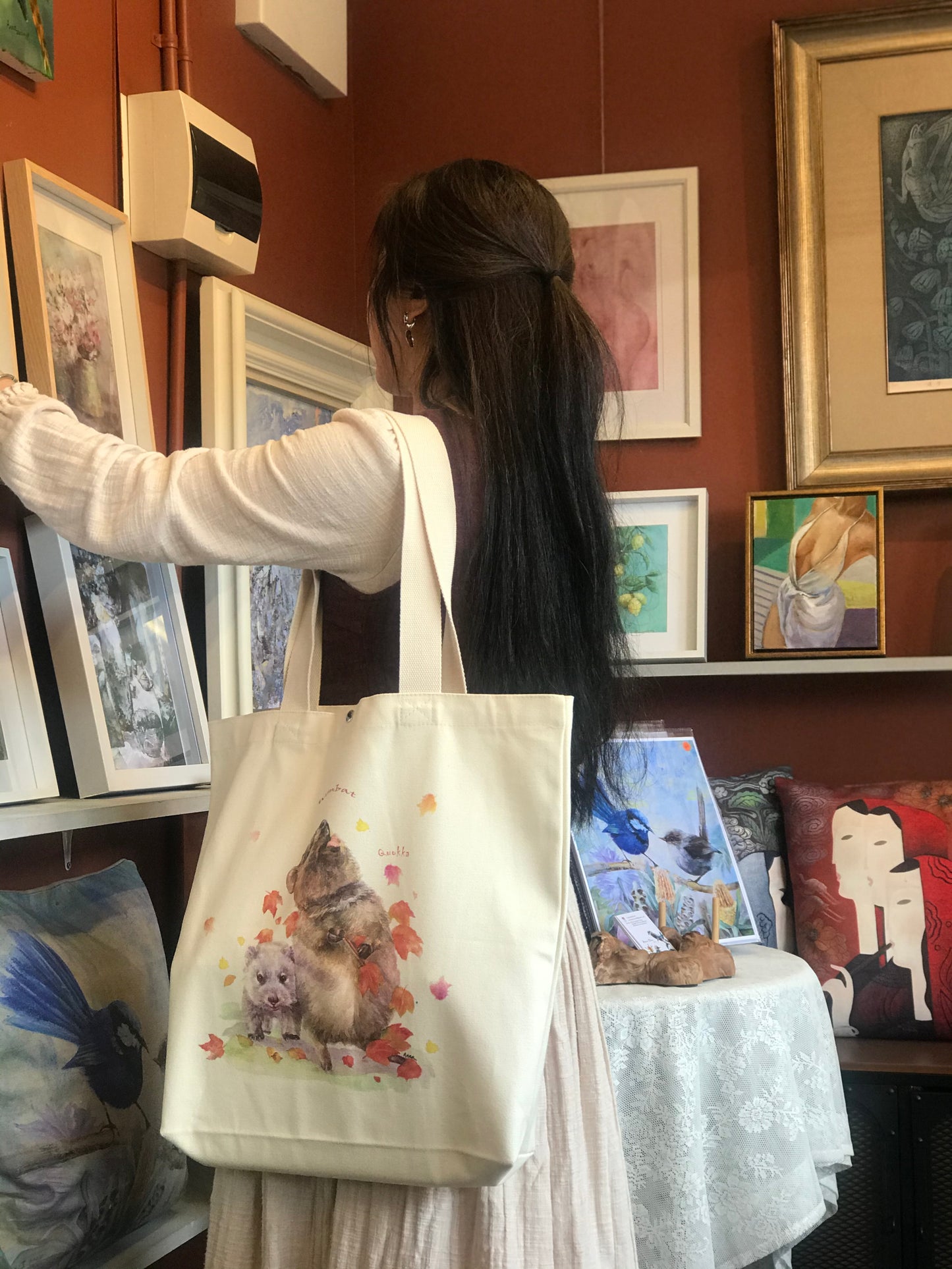 Wombat & Quokka Tote Bag,Art Bag,Gift ,Australian Animal