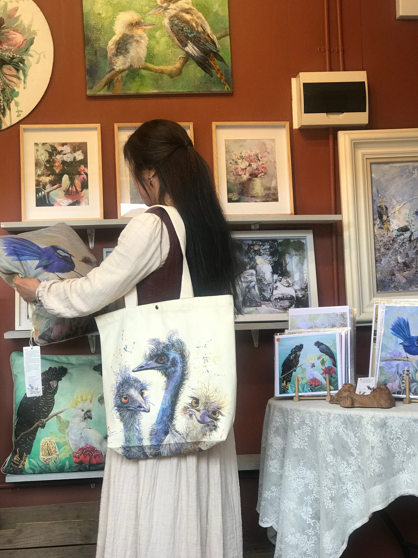 Emu family Tote Bag,Art bag,Christmas Gift, Australian animal,