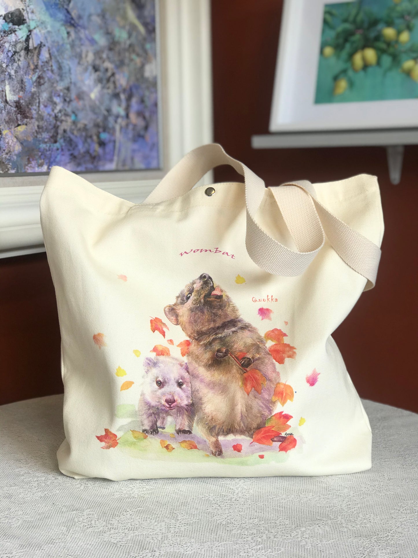 Wombat & Quokka Tote Bag,Art Bag,Gift ,Australian Animal