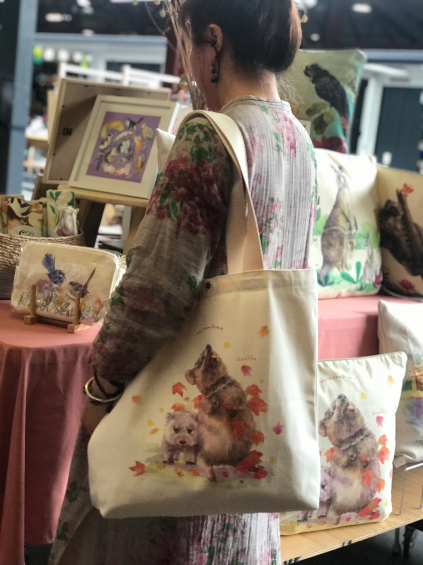 Wombat & Quokka Tote Bag,Art Bag,Gift ,Australian Animal