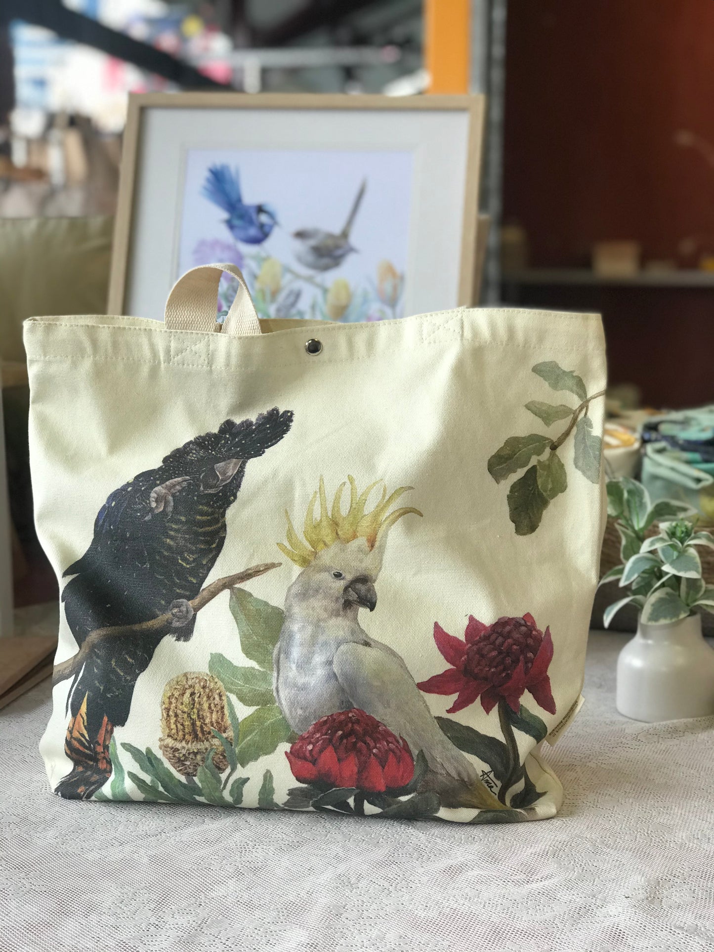 Black Cockatoo Tote Bag,Art bag,gift,Australian bird