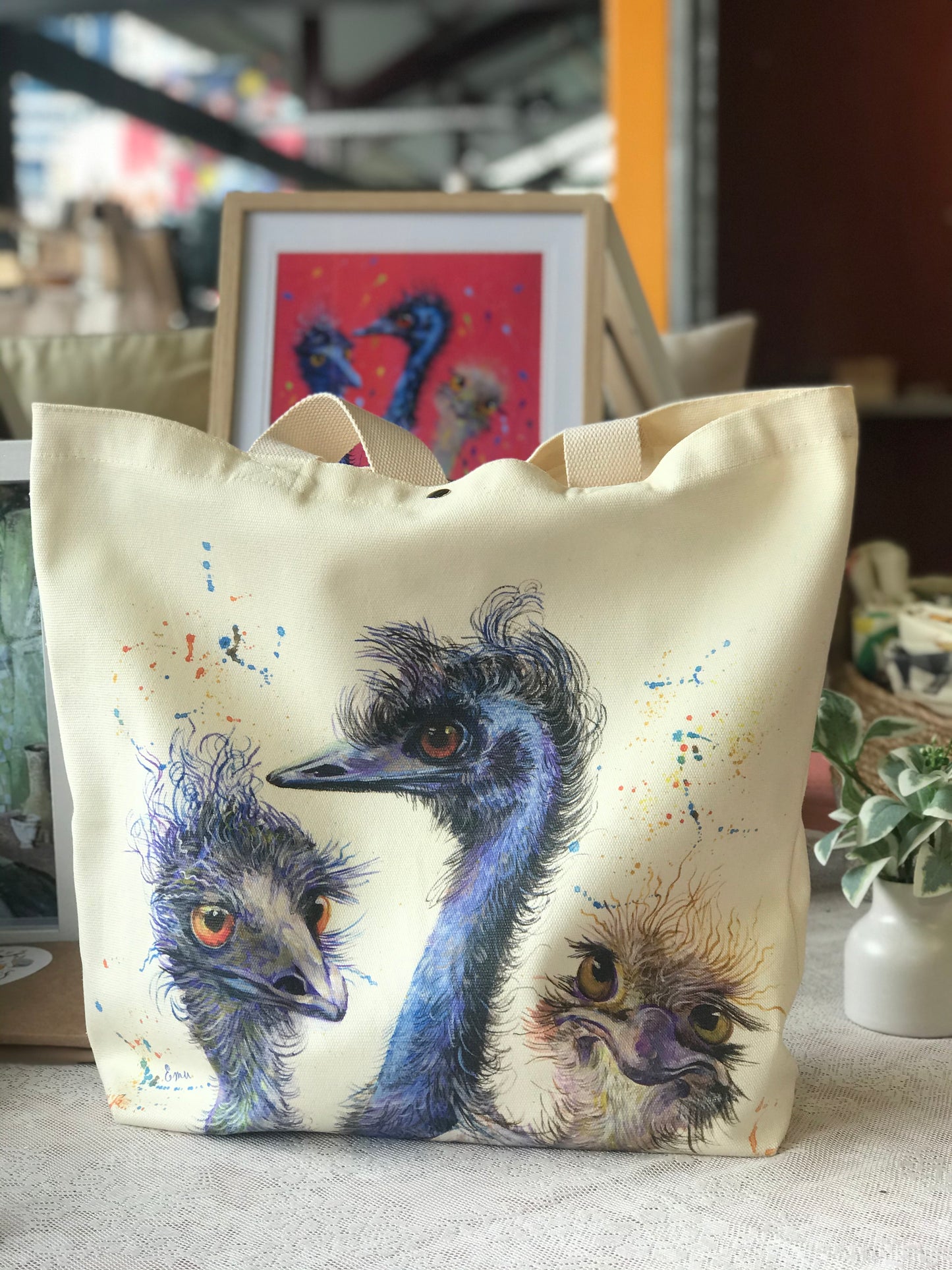 Emu family Tote Bag,Art bag,Christmas Gift, Australian animal,