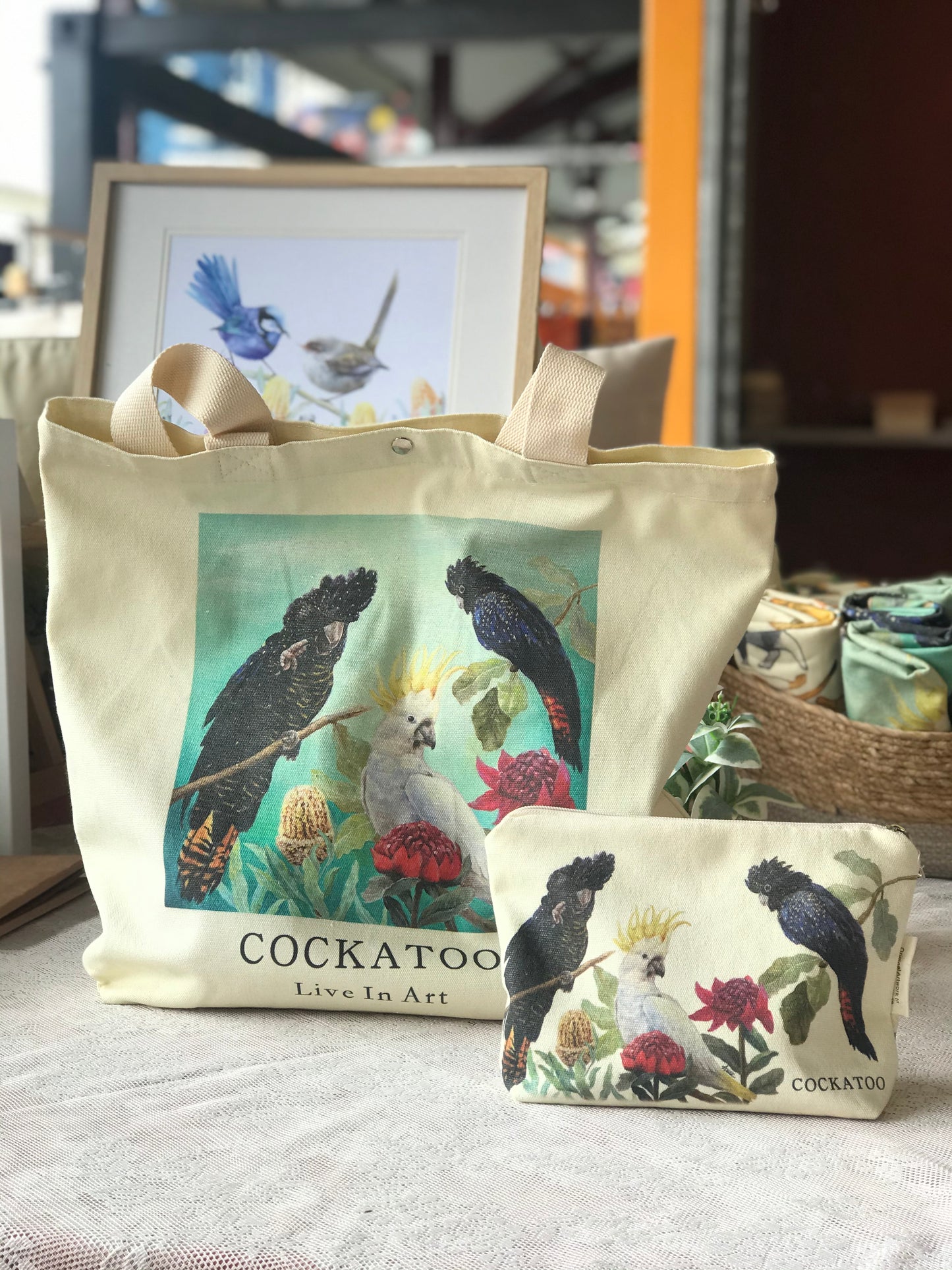 Black Cockatoo Tote Bag,Art bag,gift,Australian bird