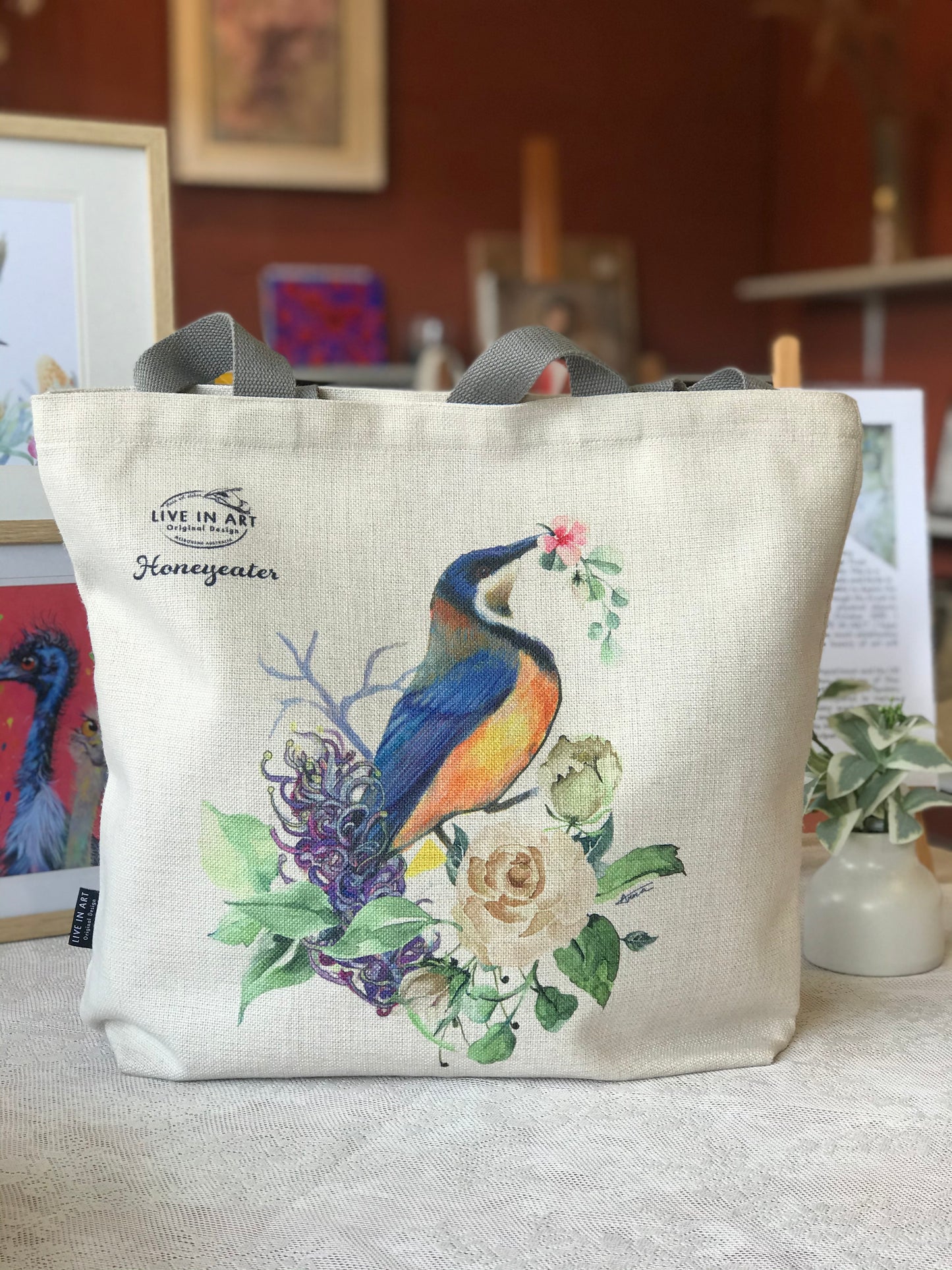 Honeyeater Tote bag,Art bag,Gift,Australian Bird