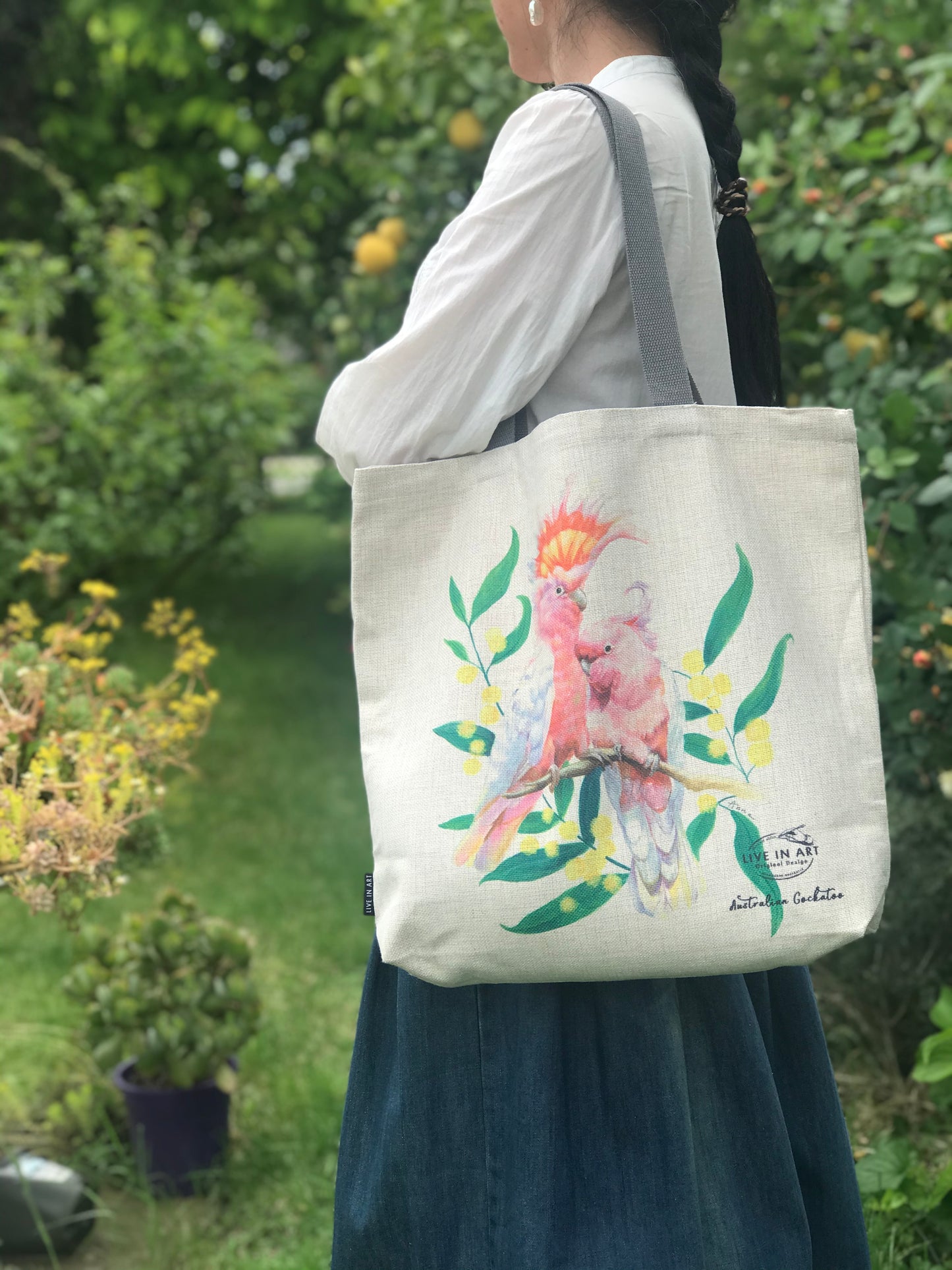 Cockatoo Tote bag,Art bag,Gift,Australian Bird