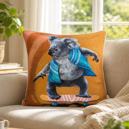 Skating Koala Cushion Cover