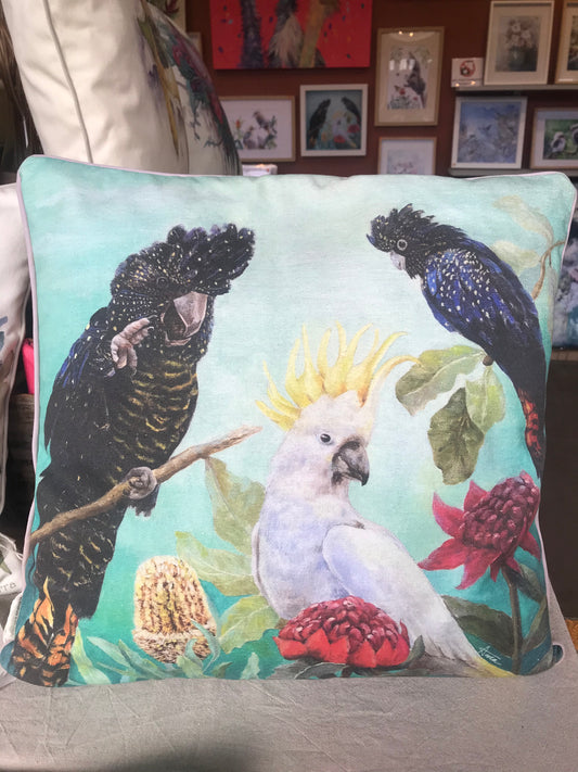 Black cockatoo  Cushion cover