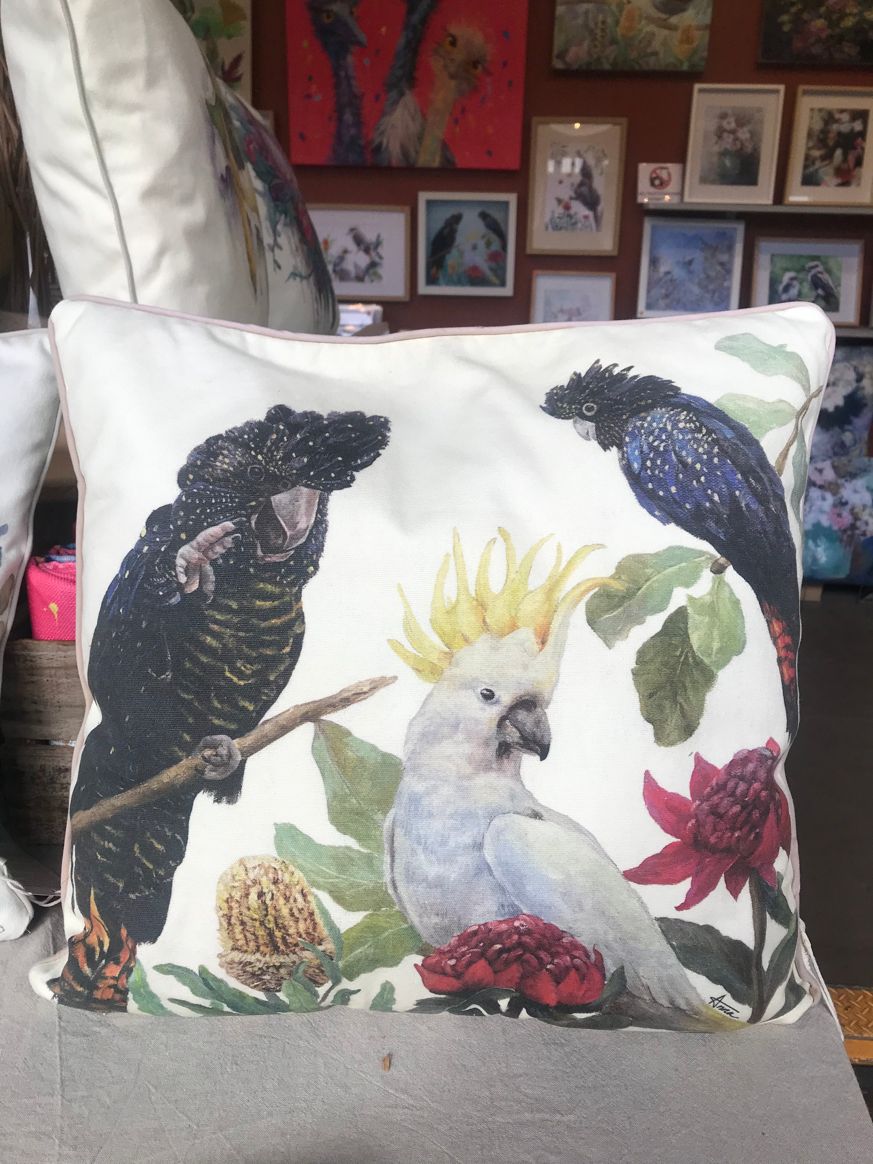 Black cockatoo Cushion cover