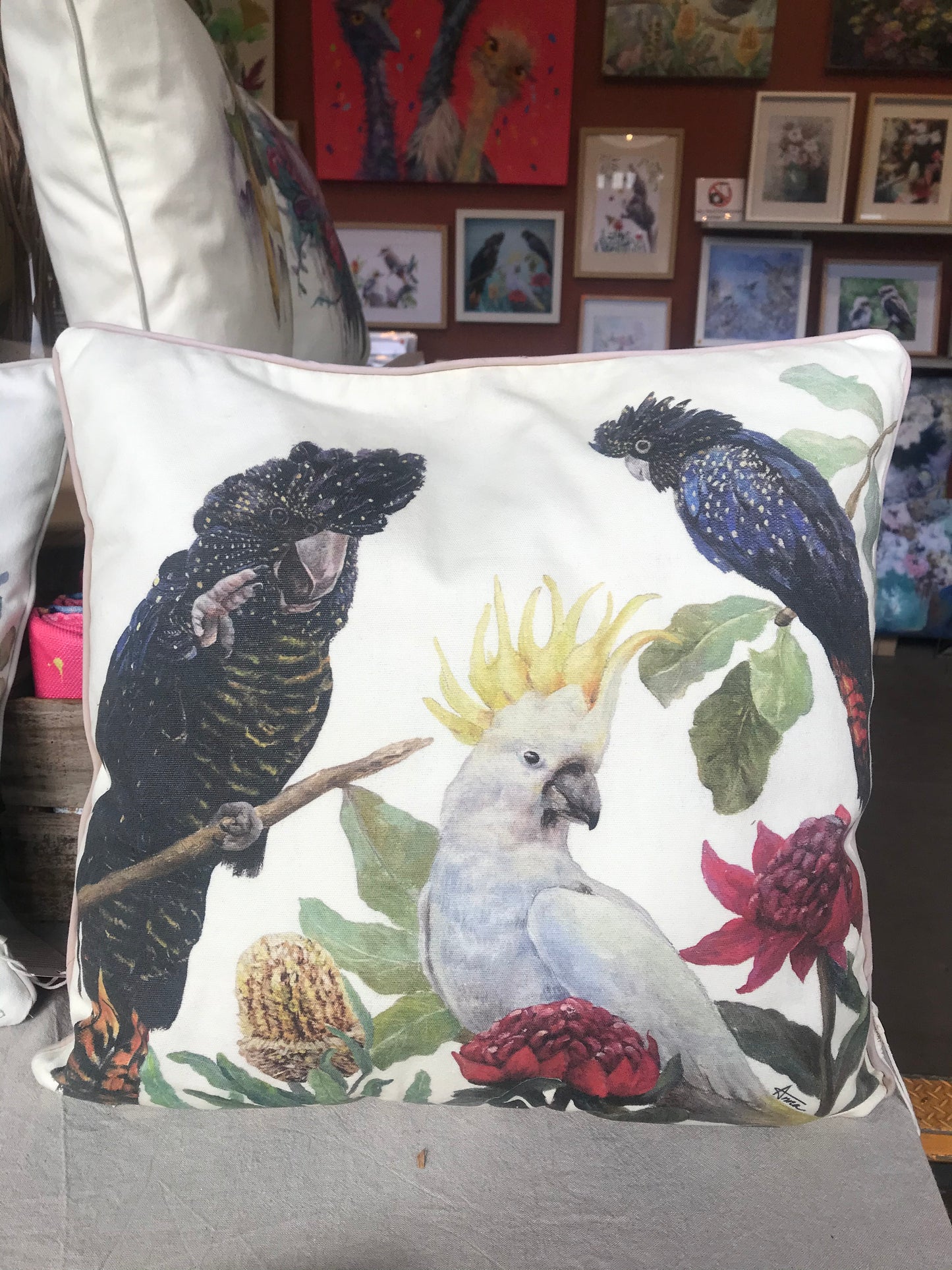 Black cockatoo  Cushion cover