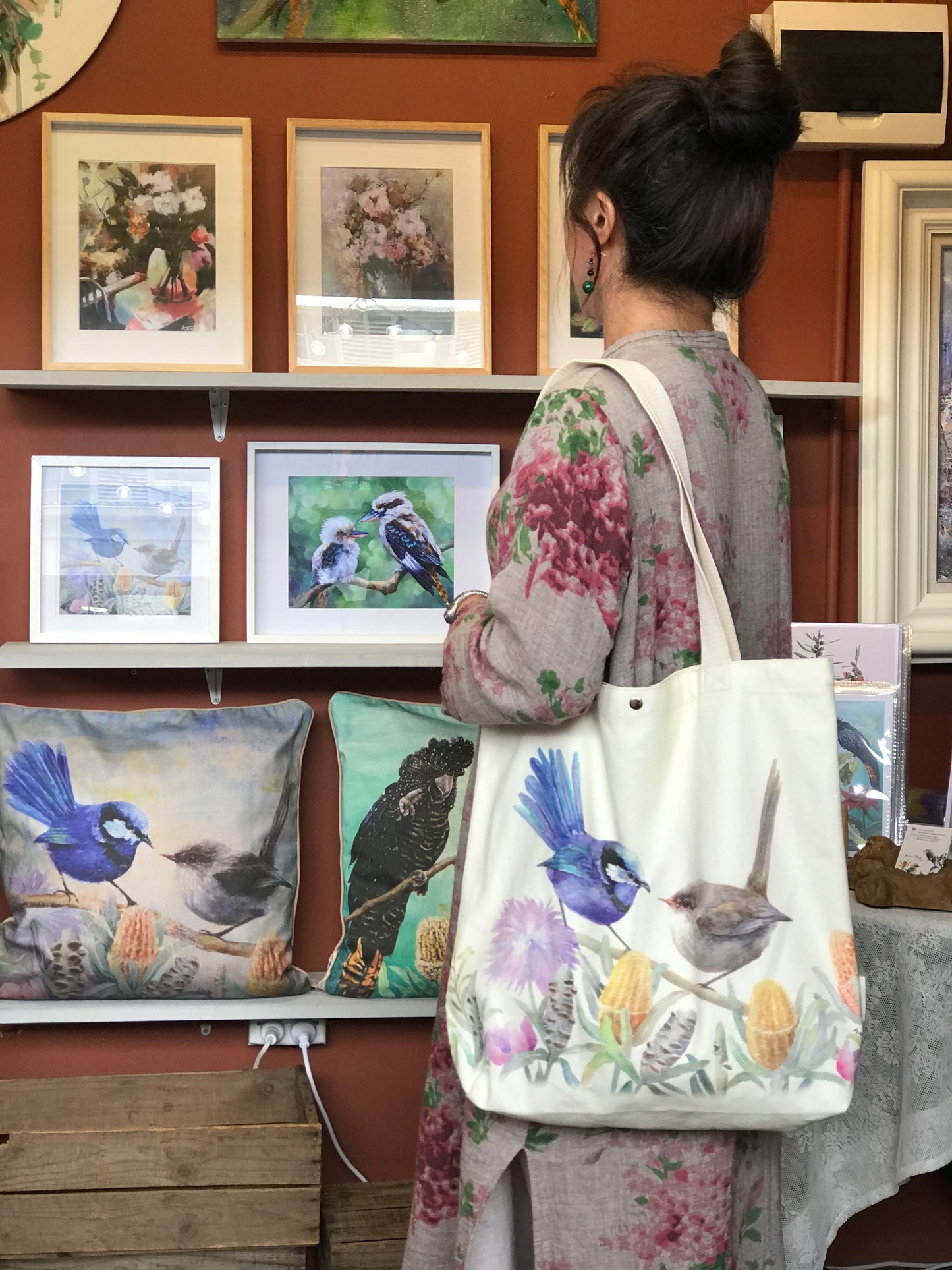 Blue Wren Tote Bag,Art Bag,Gift,Australian Bird