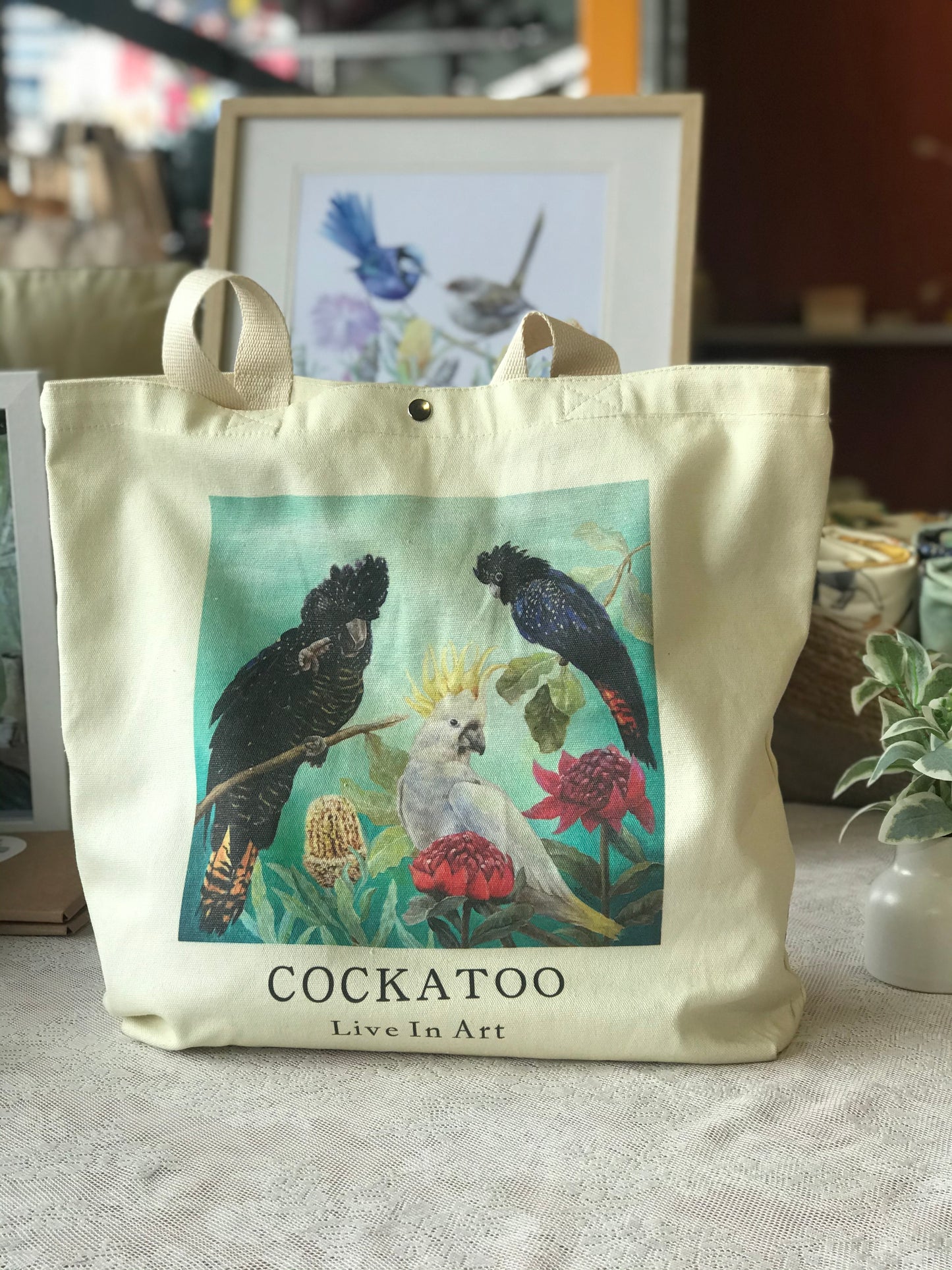 Black Cockatoo Tote Bag,Art bag,gift,Australian bird