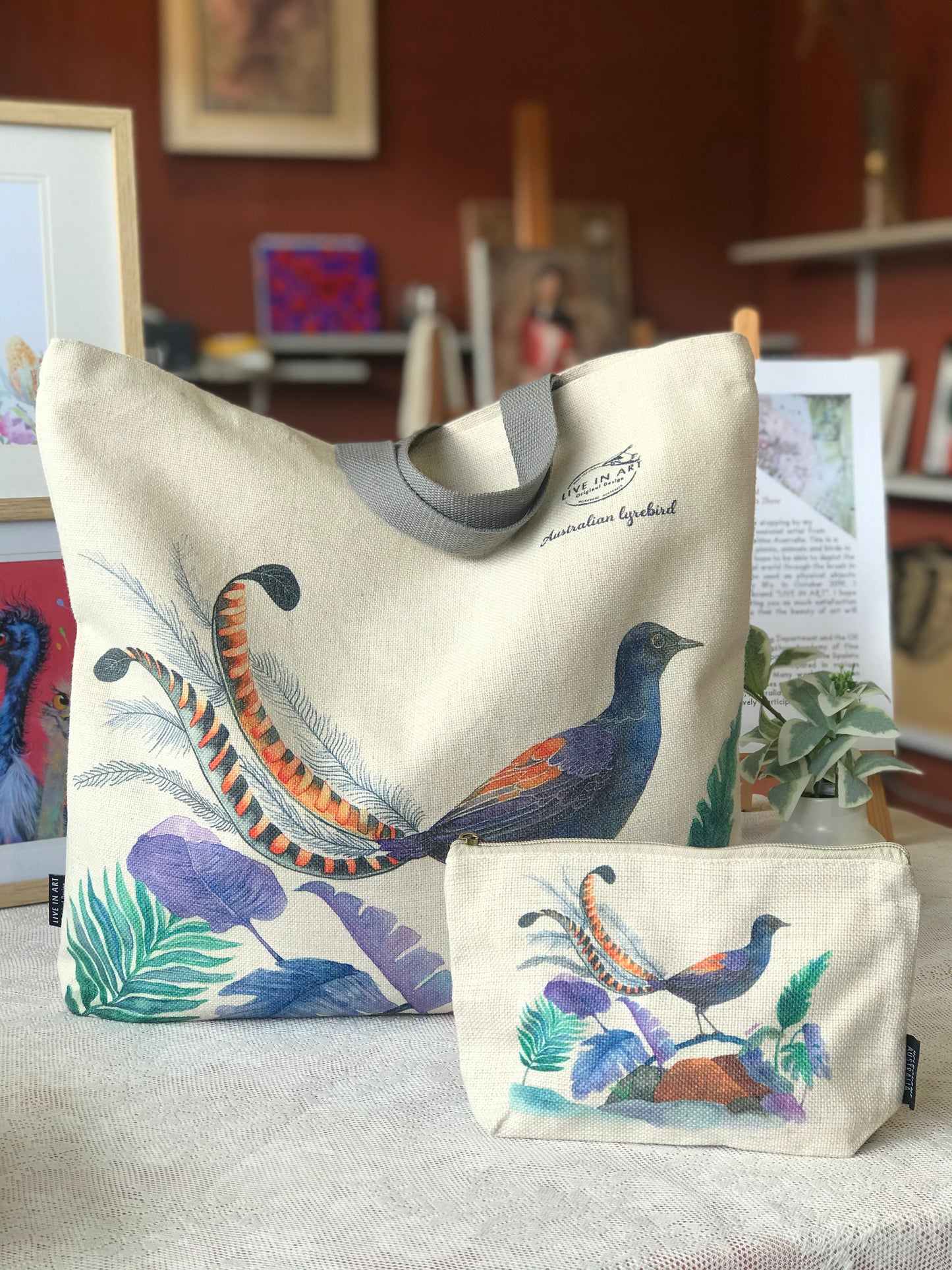 Lyrebird Tote bag,Art bag,Gift,Australian Bird
